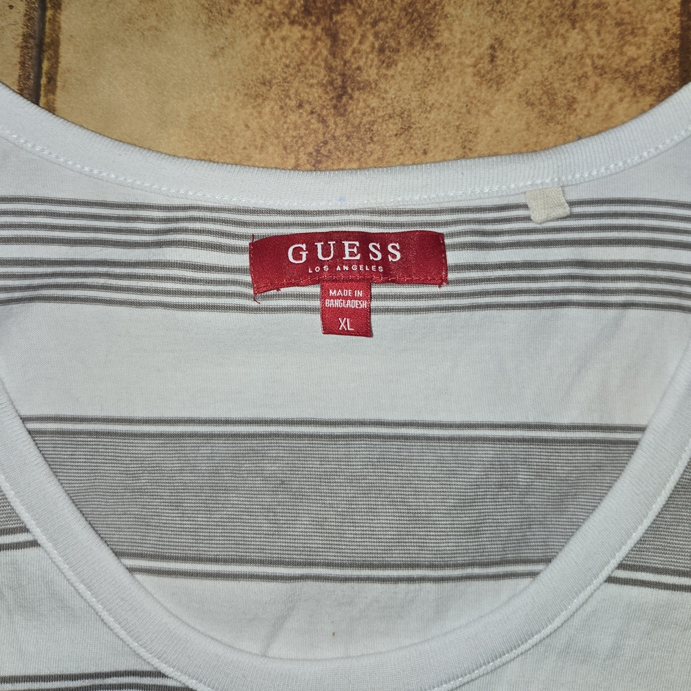 Guess Striped White and Gray Top